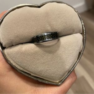 Tungsten Carbide Ring with Black Carbon Fiber Inlay